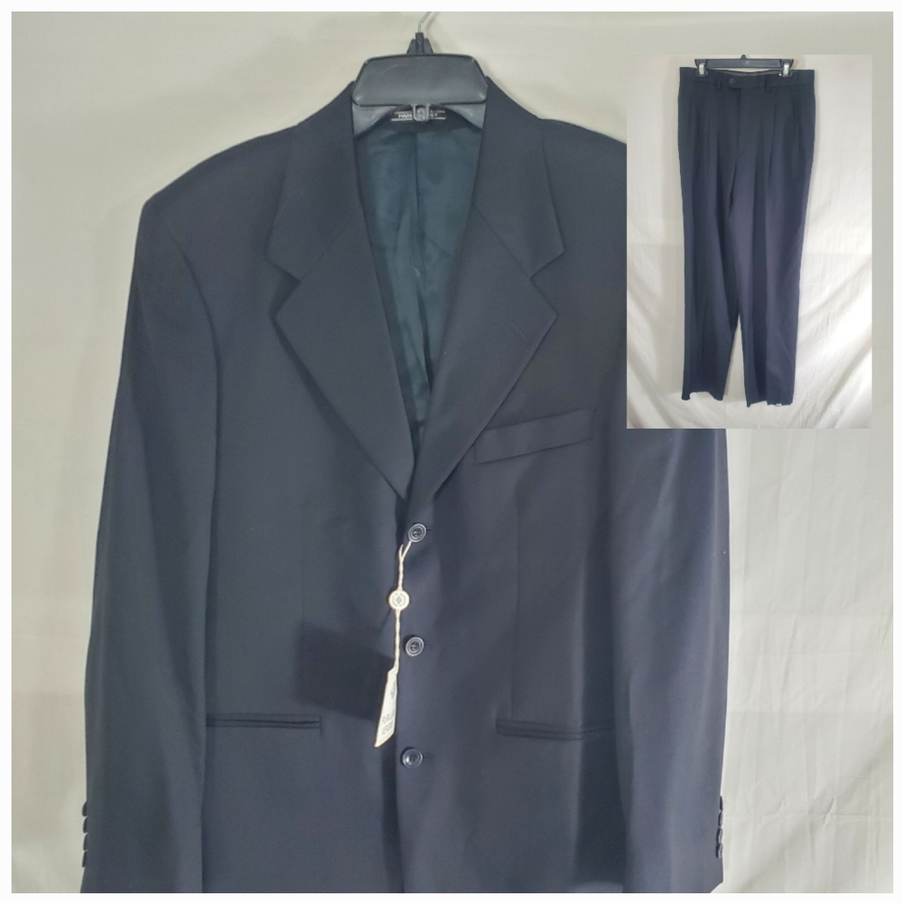 Cerruti 1881 Men’s Black Italian Wool 3 Button Blazer 2pc Suit 48R 32x35 New